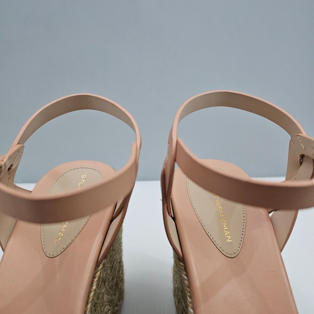 Stuart Weitzman Braida Max Espadrille Wedge Womens 9.5 Tan Leather Sandal Summer - Picture 7 of 15